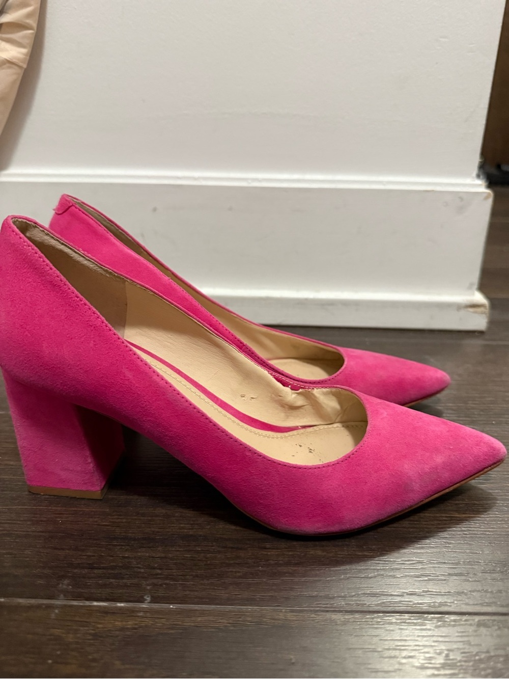 Marc Fisher Hot Pink Suede Block Heel Pumps